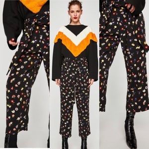Zara Trousers Pants Floral Print